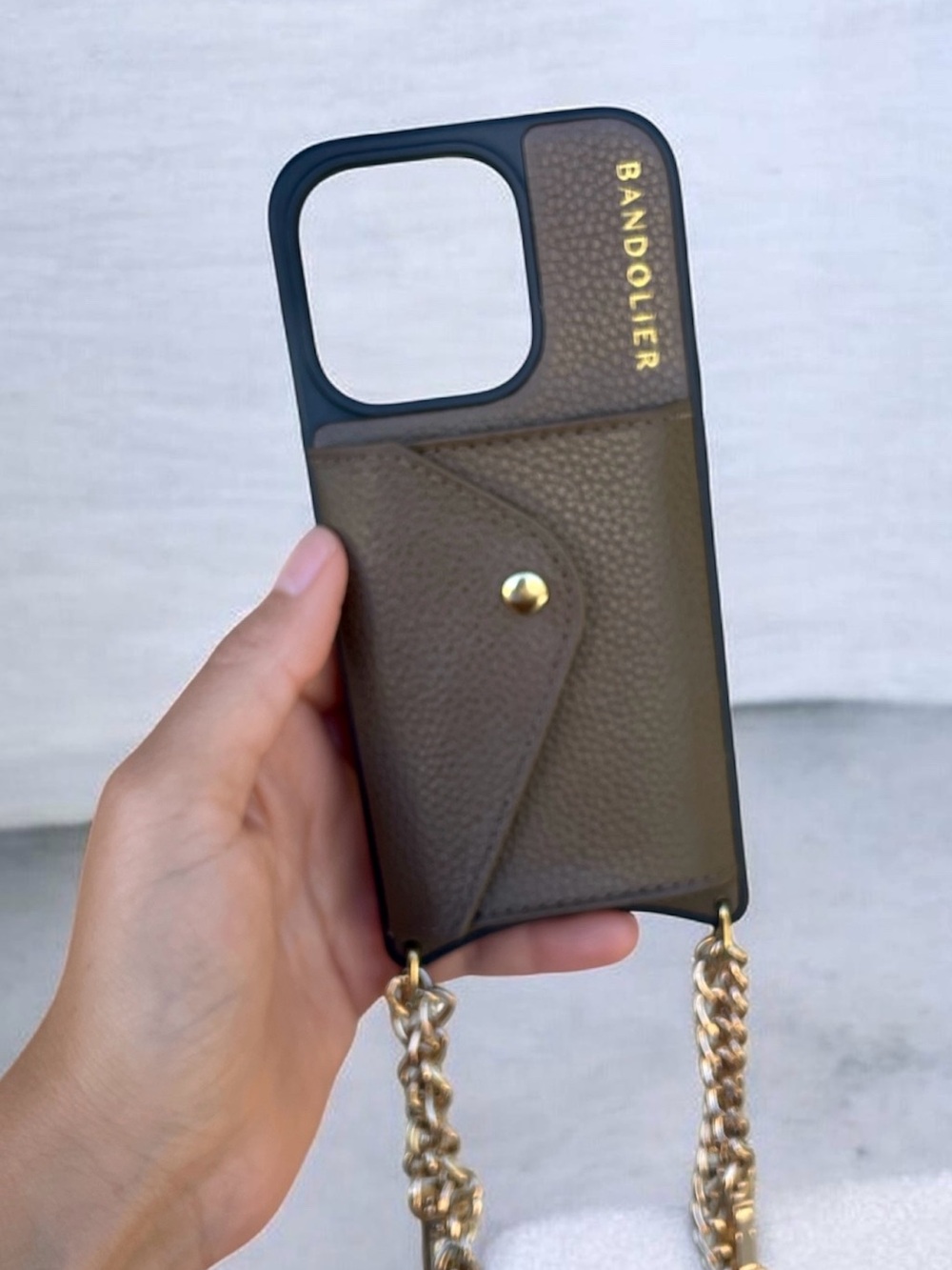 Bandolier Brown Leather Cardholder Case for iPhone 15 pro